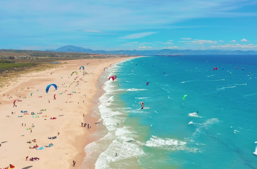 Tarifa beach aerial view